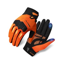 KUTOOK Moutain Bike Gloves for Men Cycling Dirt Bike Accessories Padded Palm Fullfinger Gloves MTB Biking Bicycle Motorbike Street Bike Orange XL