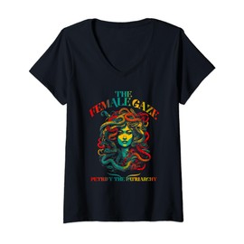 Womens Medusa The Female Gaze Petrify The Patriarchy V-Neck T-Shirt
