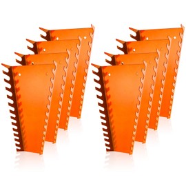ALOANES 104-Slot Metal Wrench Organizer, Heavy Duty Wrench Organizer Tray for Tool Box, Fit SAE & Metric Wrench Storage, 8 Pack Wrench Holders(Orange)