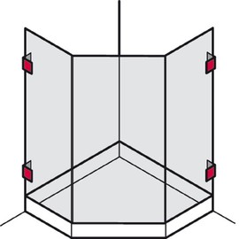 Gedotec Angle Glass Holder for Showers, Glass Clamp Holder for Wall Mounting, Point Holder, Polished Brass, Chrome, Glass Clamp Attachment for 90° Glass Front, 1 Piece, Shower Cubicle Holder, Glass
