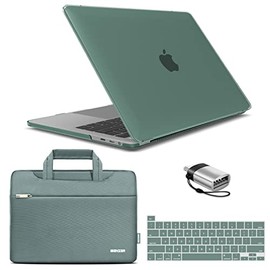 IBENZER Compatible with New MacBook Pro 13 Inch Case 2022 2021 2020 M1 A2238 A2289 A2251 A2159 A1989 A1706 A1708 Hard Shell Case&Sleeve&Keyboard Cover&Type C for Mac Touch Bar,Midnight Green,T13MTGN+3