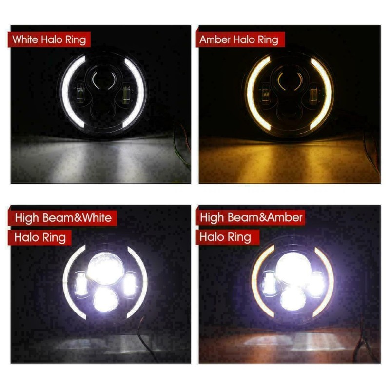 realtop3 7" Motorcycle Projector LED Headlight Driving Light DRL Hi-lo