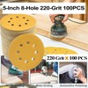 Premium Material,5" Sanding Discs 100 Pcs 220Grit 8-Hole Dustless Hook