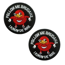 2 Packs Ugandan Knuckles Follow Me Brudahs I Know De Wae Funny Tactical Patch, Hook and Loop Combat Emblem,Tactical Military Gaming Badge Emblem for Backpack Vest Uniform CLothes