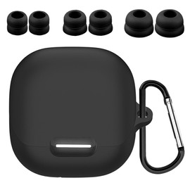 A-Focus Compatible with Soundcore Liberty 4 NC Case Ear Tips Set, Silicone Rubber Cover 3 Pairs Double Flange EarTips Buds and Carabiner Accessories Kit for Liberty 4 NC 2023 Black