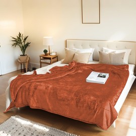 Electric Heated Blanket Twin Size 62"x84" - Flannel & Sherpa Fabric Dual-Sided, 6 Heat Settings & 10 Hours Auto Off, Soft & Cozy Warming Throw for Home, Office, or Bed, Machine Washable, Caramel