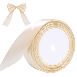 Hiswan Ivory Ribbon for Gift Wrapping, 1 inch Polyester Satin Hair Ribbons for Flower Bouquet, Weeding Decoration, Baby Shower, Crafts Bows Fabric Christmas Ribbon 25 Yards
