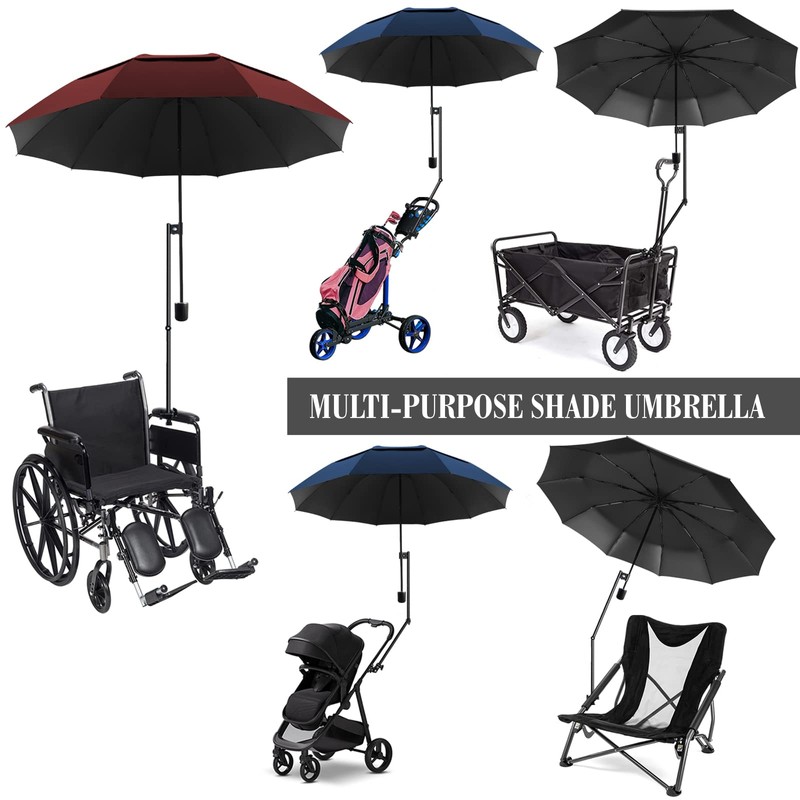 HOBVO UPF 50+ Golf Umbrella with Adjustable Universal Clamp Portable