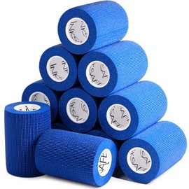 Blue Self Adherent Cohesive Bandages 7.5cm x 4.5m Box of 12 - Uses Include Vet Wrap, Tape for Human Wrist and Ankle Sprains and Sports Injuries
