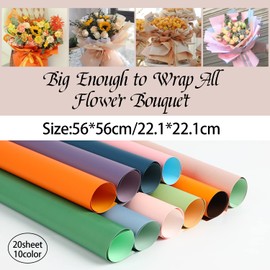 CCINEE 20 Sheets Double Sided Flower Wrapping Paper Waterproof Fresh Flower Packing Material Florist Bouquet Supplies DIY Craft Gift Packing,10 Designs