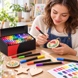 60 Color Acrylic Paint Pens, Brush Tip Paint Markers for Rock, Wood, Stone, Glass, Ceramic & DIY Crafts