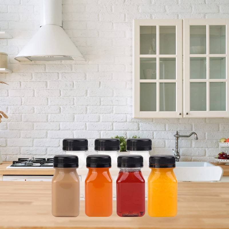 Happybase 24 Pcs Clear Juice Bottles with Lids 100ml Empty