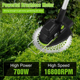 Cordless Weed Wacker, 21V Cordless String Trimmer Edger with 2 x 3.0Ah Battery, Lawn Mower Grass Trimmer Lawn Edger with 3 Types Blades for Lawn, Garden, Yard Care