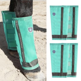 Harrison Howard Loose-Fitting Horse Fly Boots UV-Protective, Breathable Fine Mesh Leggins Stay-on Comfortable Fly Boots with Reflective Strips for Extra Safety (Set of 4) Mint Cob (Medium)