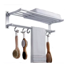 ArgenMex Toallero Repisa Barral Org De Baño Doble Aluminio Inoxidable