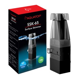 Aquatop 65 GPH Internal Surface Skimmer – for Tanks Up to 100 Gallons, Salt & Freshwater Tanks, Removes Film & Oil from Water Surface, Suction Cup Mounts for Versatile Placement, SSK-65