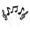 Clovercrafts 12 x Black Glitter Music Note Cupcake Toppers –