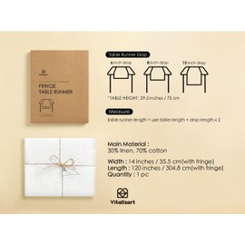 Vitalizart White Table Runner 14 x 120 Inches Long Slub Texture Cotton Linen Table Runner for Rustic Home Decorations Dining Room Wedding Decor Reception Bridal Shower Thanksgiving Christmas