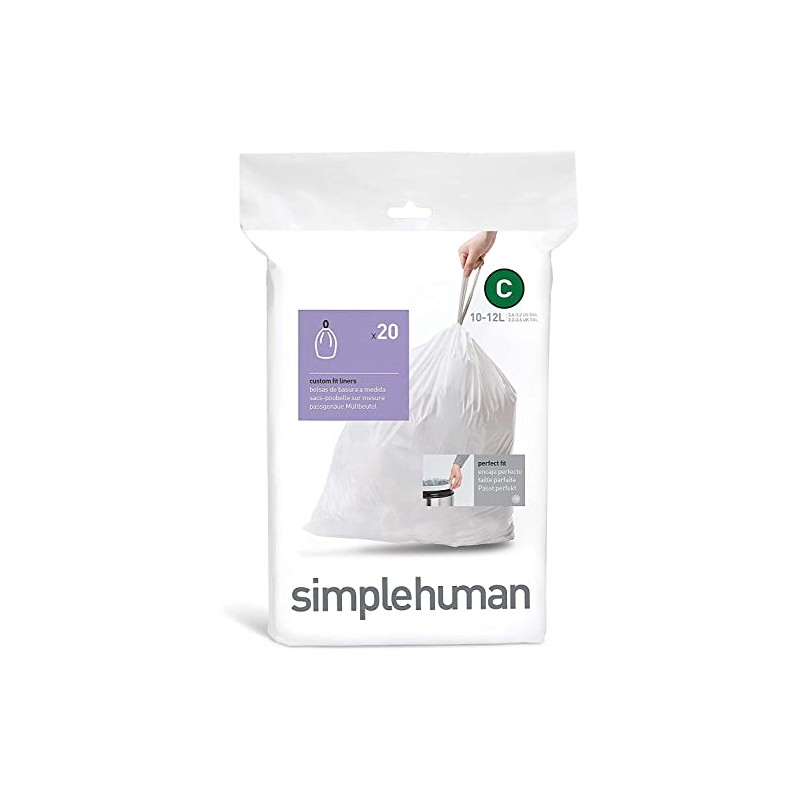 simplehuman Custom Fit Trash Can Liner C (20 ct), 3-pack