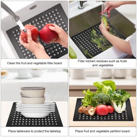 Sink Mat Rubber, Pack of 2, 31.4 x 26.1 cm Sink Mat for Sink Insert Mat, Kitchen Sink Protector for Sink, Protects the Surface of the Sink and Tableware (Square)