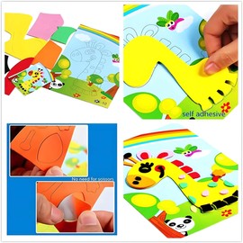 motoeye 20pcs 3D EVA Foam Sticker Puzzle Game DIY Cartoon Animal Learning Education Toys for Toddler Kids Art Craft Kits (kidslove A)