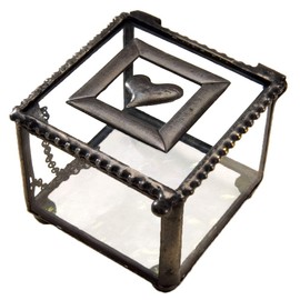 Small Jewelry Box Heart Gift for Girl Women Clear Glass Case Keepsake Trinket Storage Decorative Engagement Ring Earring Holder Heart Gift for Girl Women J Devlin Box 622