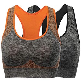 TOBWIZU Racerback Sports Bra for Women Choose - Color & Size - Padded Seamless for Women Pocket Yoga Workout Gym Bras
