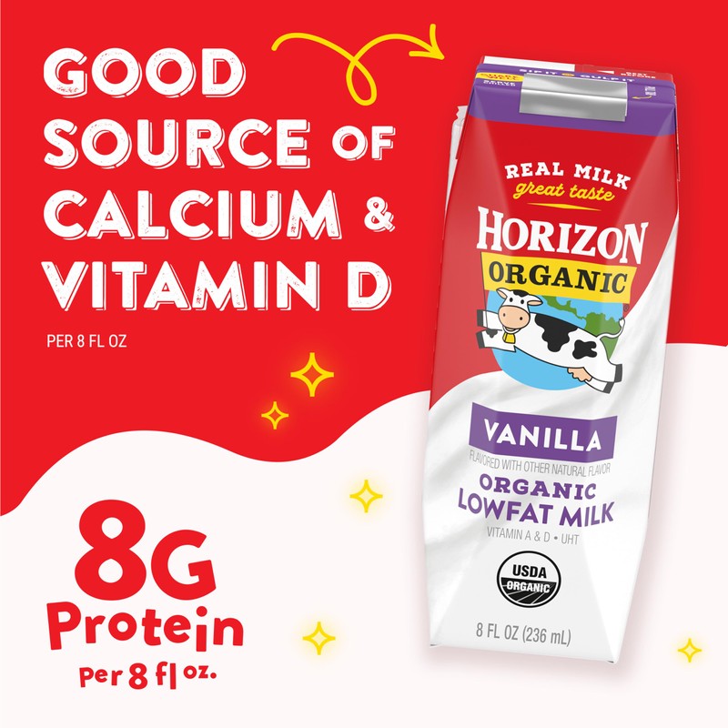Horizon Organic Shelf Stable 1% Lowfat Vanilla Milk Boxes, Pack