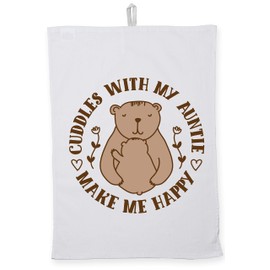 Hippowarehouse Cuddles With My Auntie Make Me Happy Bear Hug Tea Towel Eco Printed Dish Cloth Kitchen accessory 50cmx70cm 100% Cotton