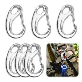 6 Pieces C Spring Loaded Snap Hook Snap Hook Carabiner with Spring Hook for Mountaineering, Camping, Hiking and Outdoor Activities, 50mm Length