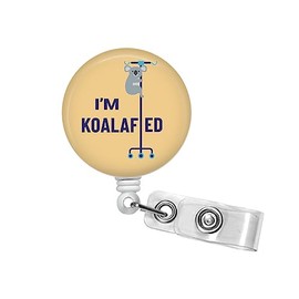 I'm Koalafied Badge Reel - 1.5" Retractable Koala Badge Holder - Cute Breakaway Lanyard - Carabiner - Stethoscope Name Tag #342