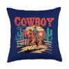 Retro Horse Riding Cowboy Throw Pillow