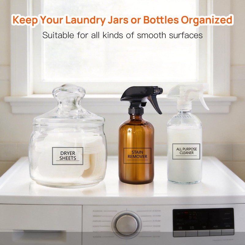 32PCS Laundry Room Labels Waterproof, Clear Laundry Labels for Jars,