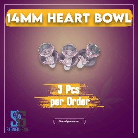 stonedgenie.com 14mm Pink Heart Shape Glass Slide Bowl Slide Bowl Male - 3 Pack