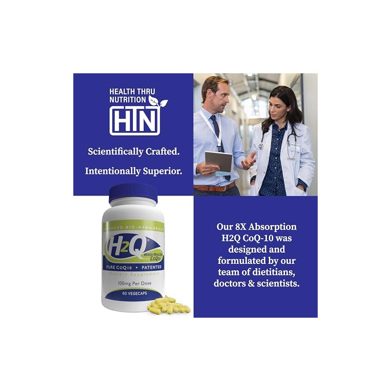H2Q 8 x Absorption CoQ10 100mg (Non GMO, Soy Free,