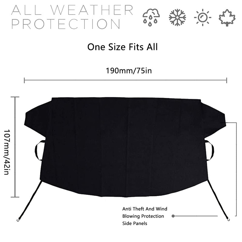 TOTMOX Car Windshield Cover All-Weather Windshield Snow Cover with Elastic
