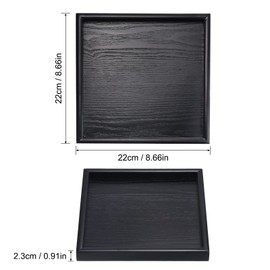 PATIKIL Wood Serving Tray 9 Inch, Square Decorative Platter for Home Decor Kitchen Table Candle Holder, Black