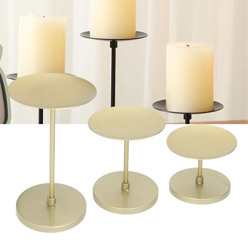 Gold Pillar Candle Holder Double Sided Use Rust Prevention Iron