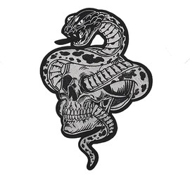 Large Snake Skull Embroidery Applique Patches Iron on Motorcycle Racing Jacket Patches