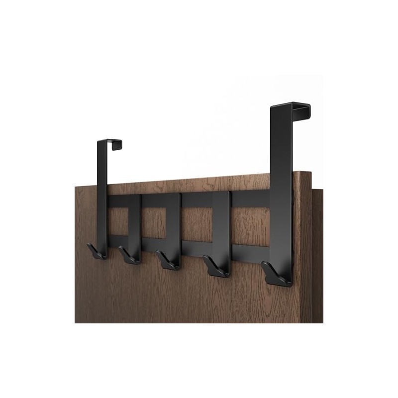Menz Premium Door Coat Rack, 5 Hooks - Black Door