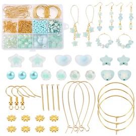 PandaHall 247-Piece Set for Making Green Earrings Accessories for Making Pearl Earrings, Jewellery Making Set with Green Acrylic Beads, Earring Hooks for 30 Pairs of Earrings, Spring Women