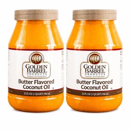 Golden Barrel Aceite de coco con sabor a mantequilla (32 onzas) paquete de 2