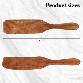 HANSGO Wooden Sourdough Spatula, 11" Spurtle for Sourdough Starter Natural Wooden Kitchen Utensil for Spreading Cooking Mixing Non Stick Cookware Dark Brown