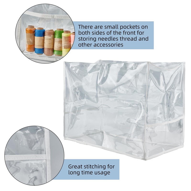 letsinstyle Sewing Machine Cover with Storage Pockets, Clear Plastic Sewing