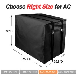 Window Air Conditioner Cover Outside Unit for Winter Insulation, Window AC Covers with 3 Layers Insulation, Waterproof & Dust-Proof Air Conditioner Covers for Window Units, 25.5"Lx20.5"Hx18"D - Black