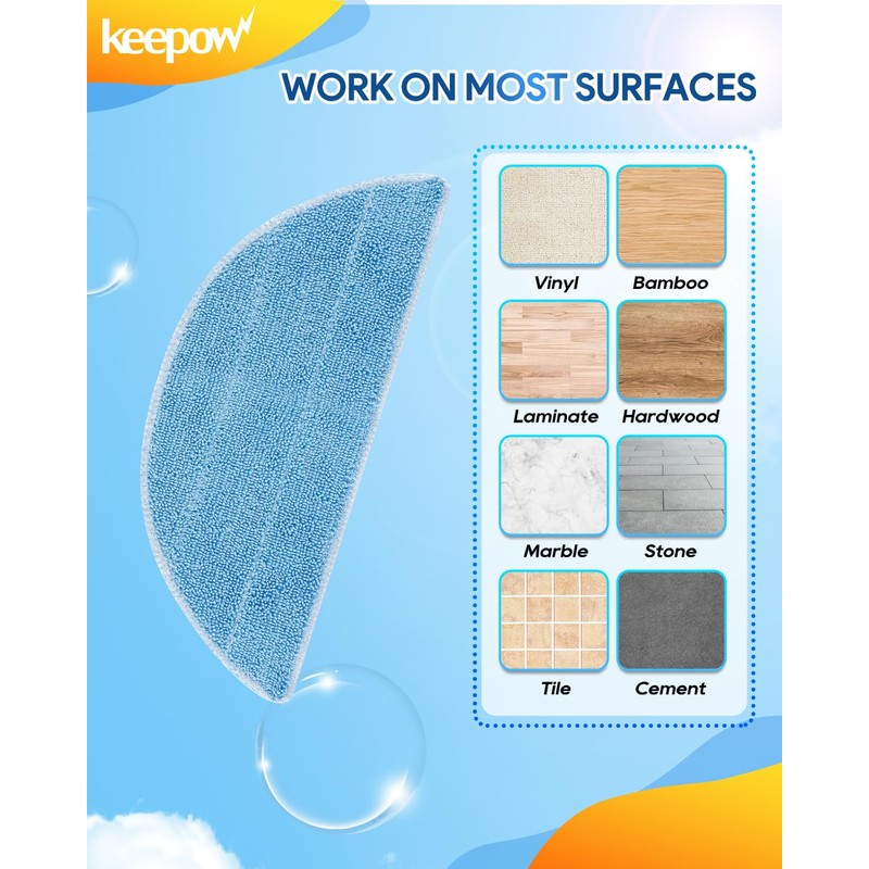 KEEPOW Vacuum Mop Replacement Pads Compatible with ILIFE V3/V3s/V5/V5s/V5s pro/V5s