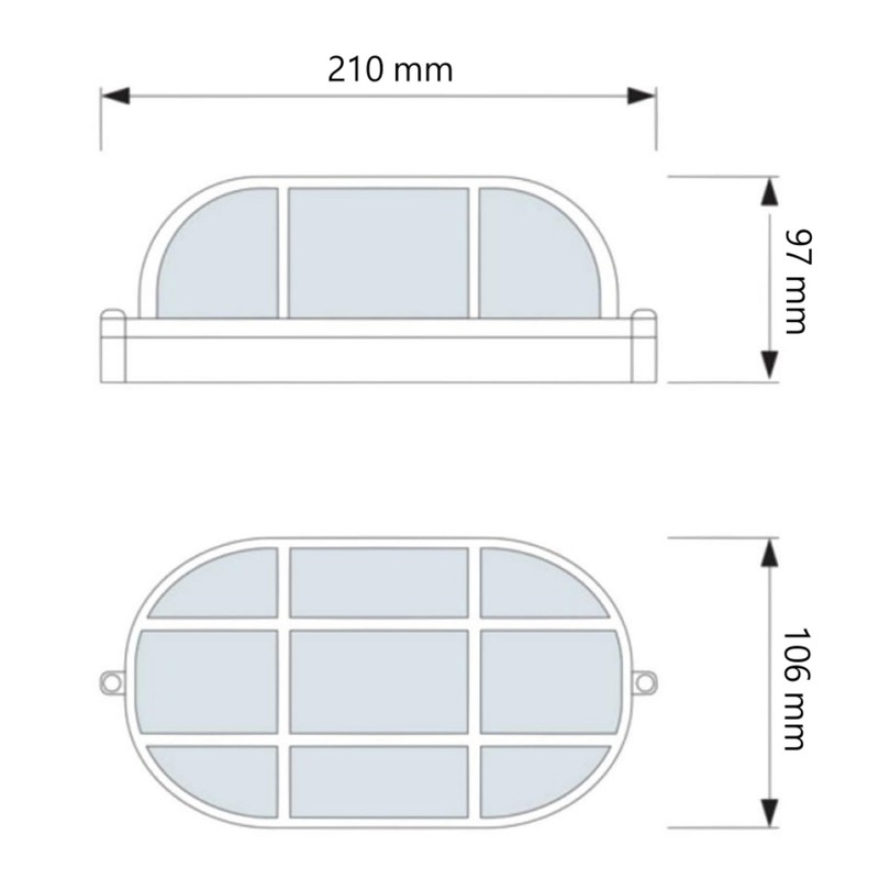 Bulkhead Aluminium Cellar Lamp E27 IP54 Black Hard Glass Max.