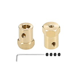 sourcing map Hexagonal Coupling 6 mm Bore Motor Hexagonal Brass Shaft Coupling Plug for Car Wheels Tyres Wave Motor Pack of 2