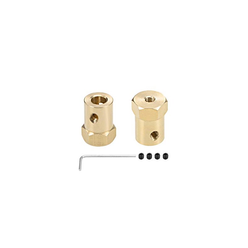 sourcing map Hexagonal Coupling 6 mm Bore Motor Hexagonal Brass