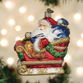Old World Christmas Santa in Sleigh Ornament, Multi